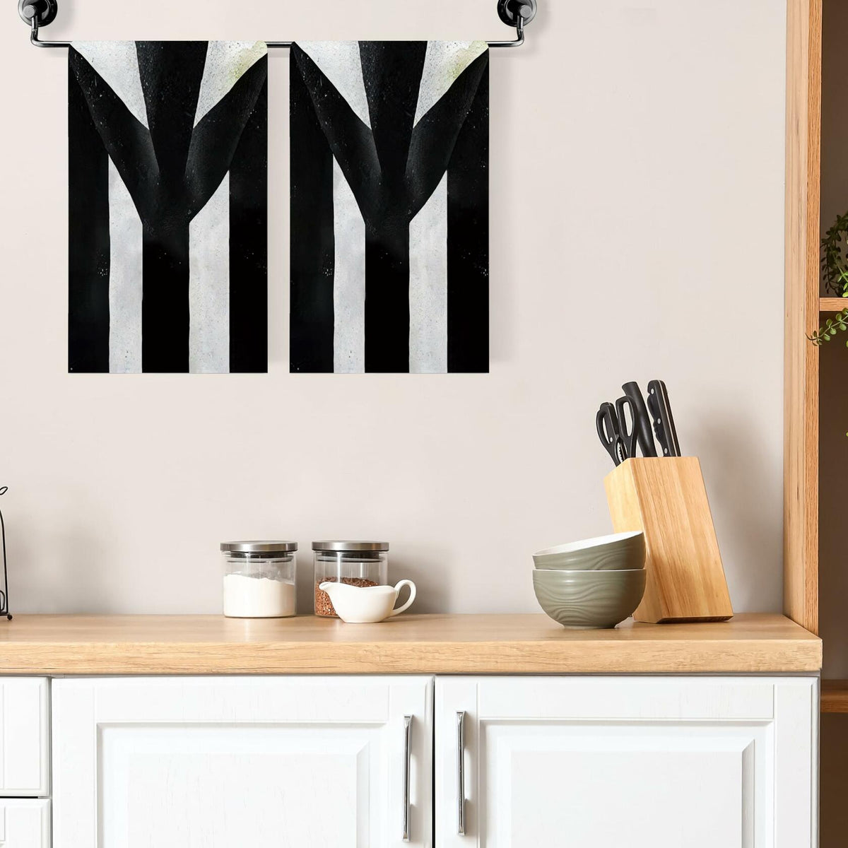 Jiudungs Halloween Kitchen Towels Set of 2 Black White Stripe 18x26 Inch - Proven Kitchen