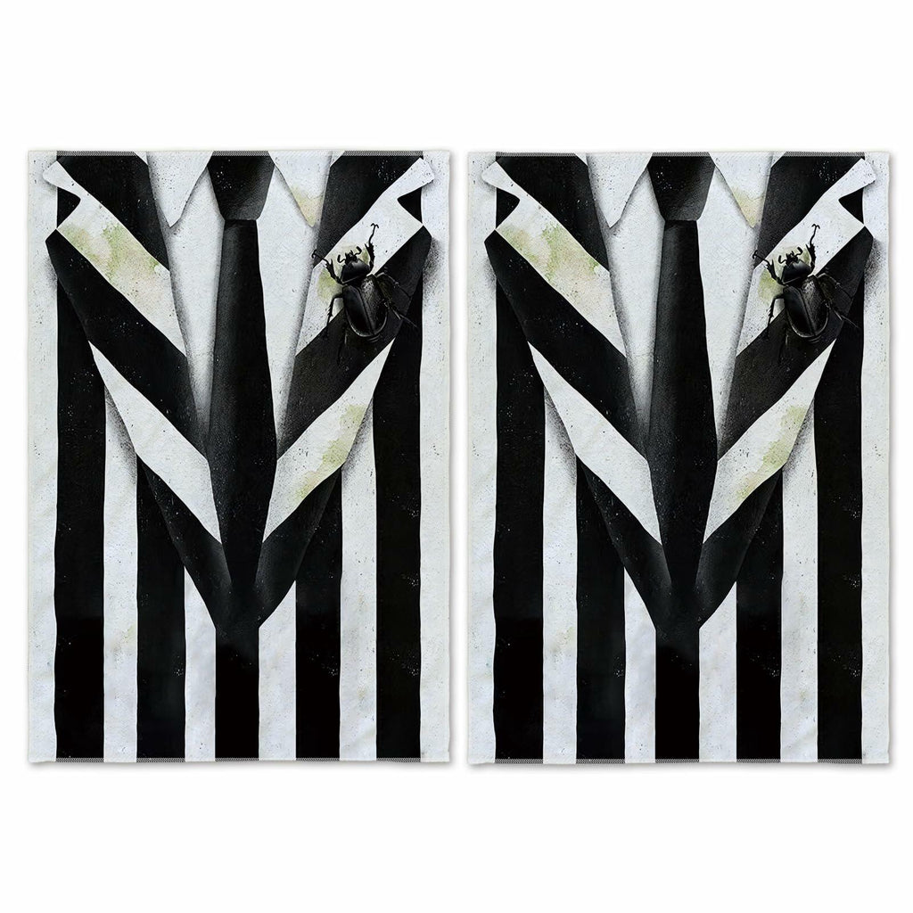 Jiudungs Halloween Kitchen Towels Set of 2 Black White Stripe 18x26 Inch - Proven Kitchen