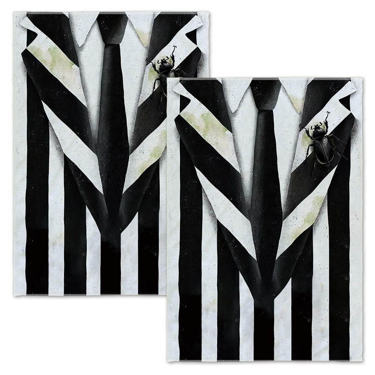 Jiudungs Halloween Kitchen Towels Set of 2 Black White Stripe 18x26 Inch - Proven Kitchen
