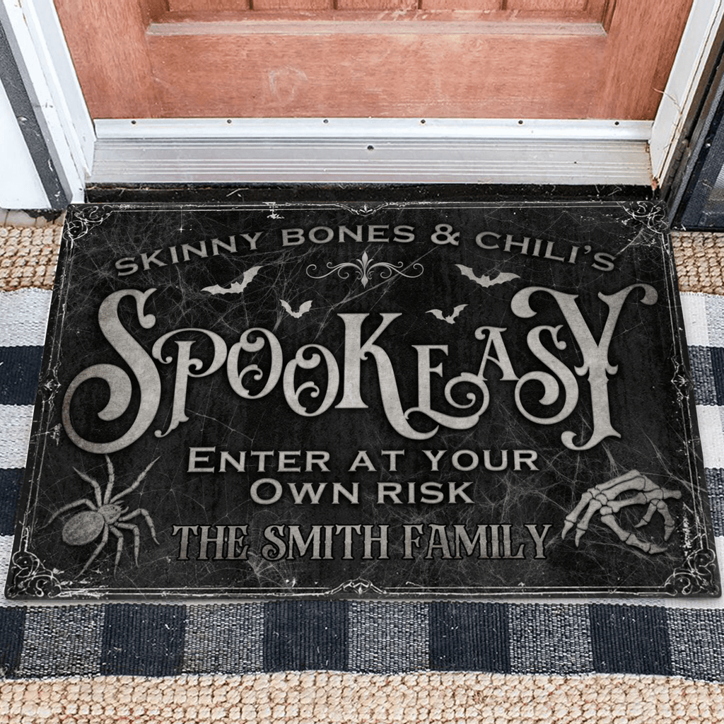 Personalized Spooky Doormat - Halloween Gift Idea For Family - Skinny Bones & Chili's Spookeasy - Proven Kitchen