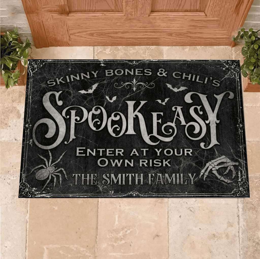 Personalized Spooky Doormat - Halloween Gift Idea For Family - Skinny Bones & Chili's Spookeasy - Proven Kitchen