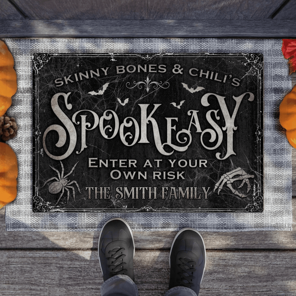 Personalized Spooky Doormat - Halloween Gift Idea For Family - Skinny Bones & Chili's Spookeasy - Proven Kitchen
