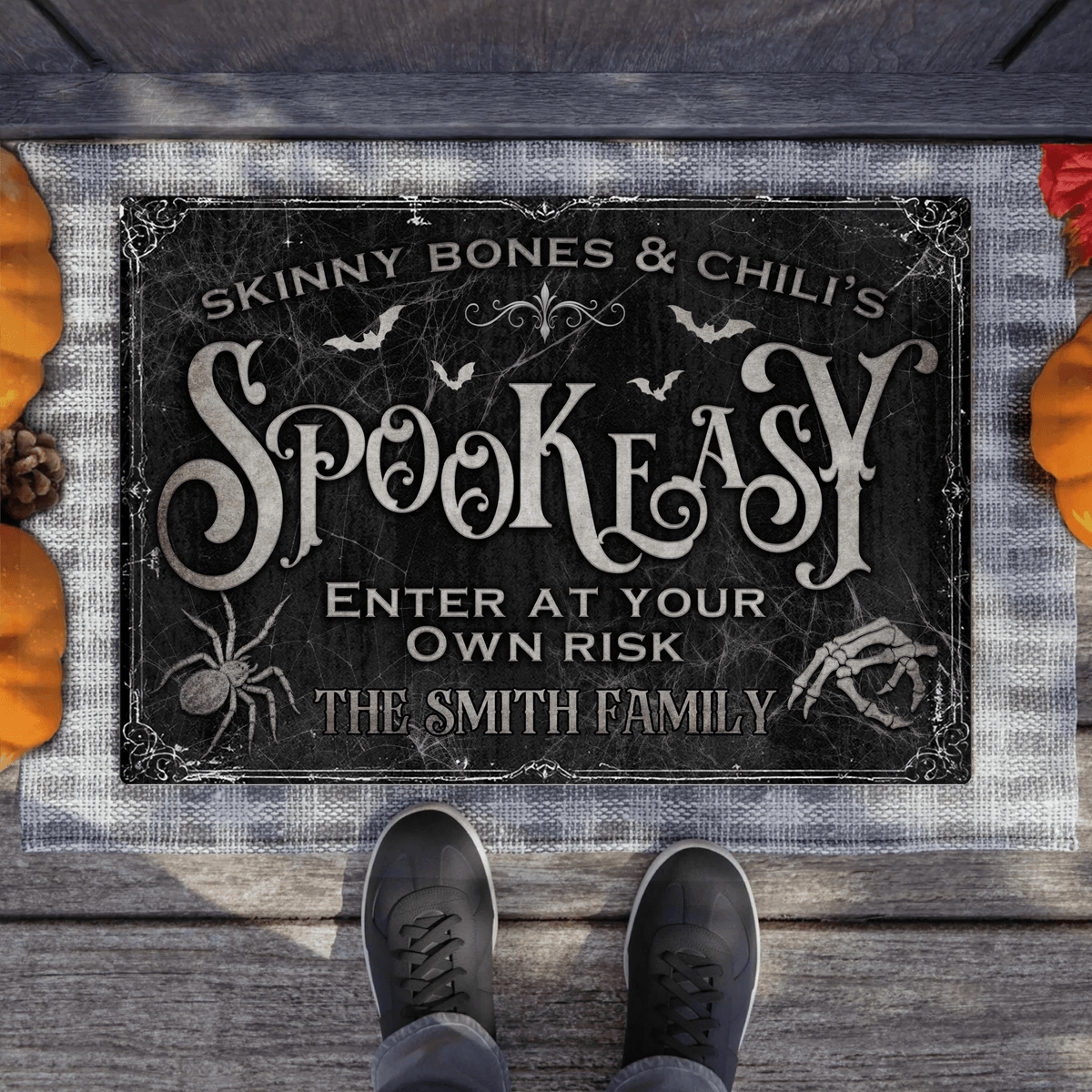 Personalized Spooky Doormat - Halloween Gift Idea For Family - Skinny Bones & Chili's Spookeasy - Proven Kitchen