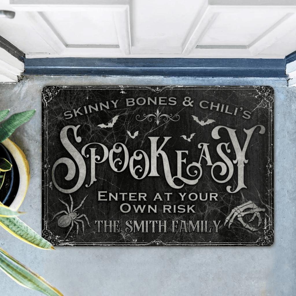 Personalized Spooky Doormat - Halloween Gift Idea For Family - Skinny Bones & Chili's Spookeasy - Proven Kitchen