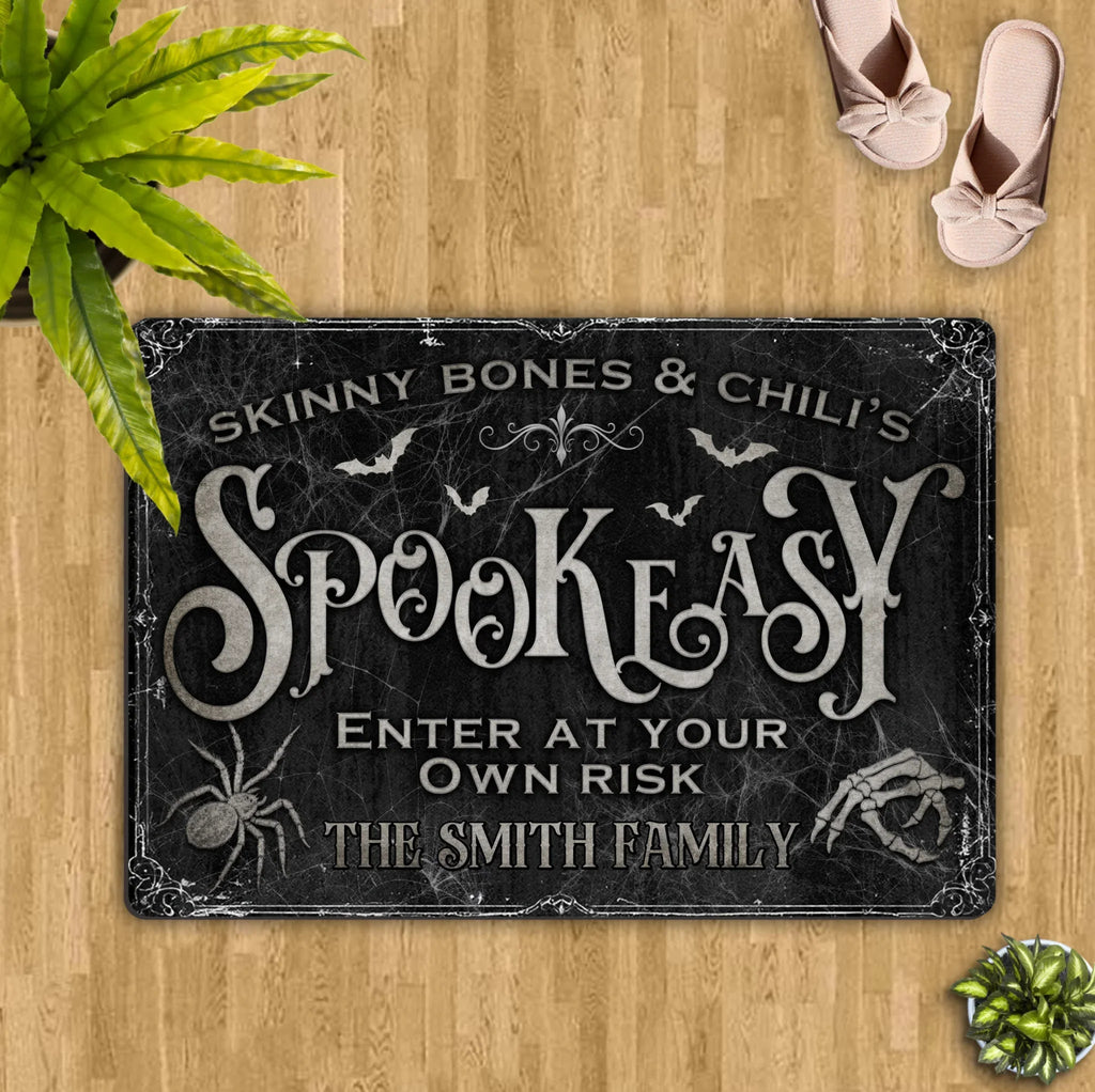 Personalized Spooky Doormat - Halloween Gift Idea For Family - Skinny Bones & Chili's Spookeasy - Proven Kitchen