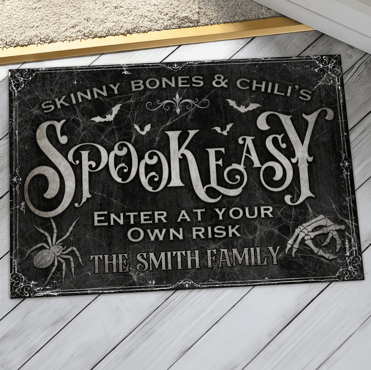 Personalized Spooky Doormat - Halloween Gift Idea For Family - Skinny Bones & Chili's Spookeasy - Proven Kitchen