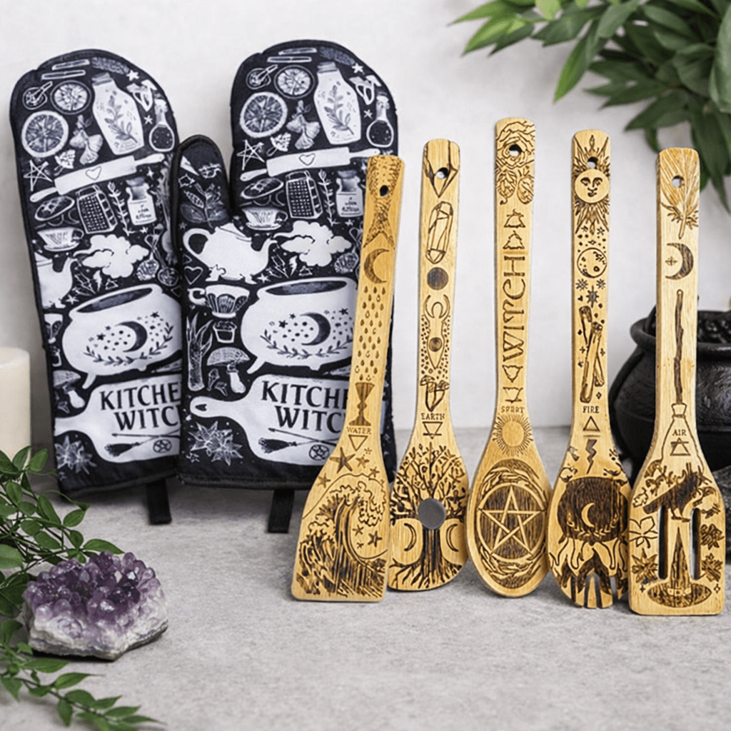 The 5 Elements Halloween Bamboo Large Kitchen Utensils Set - Proven Kitchen